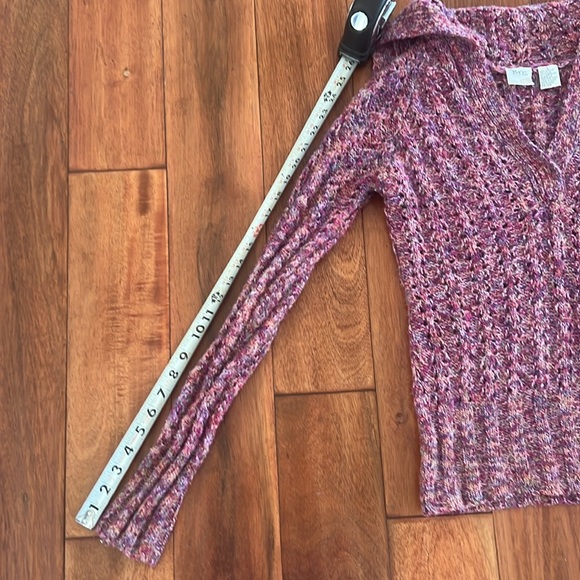 BKE Cable Knit Sweater V-Neck with large collar Size Large - Picture 5 of 6